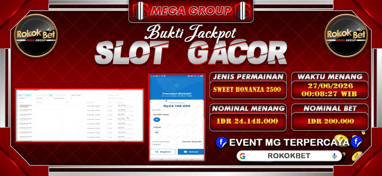Bukti JP situs Rokokbet hari Sabtu, 27 Juni 2026